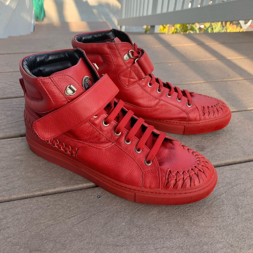 Versace Red Leather High Tops